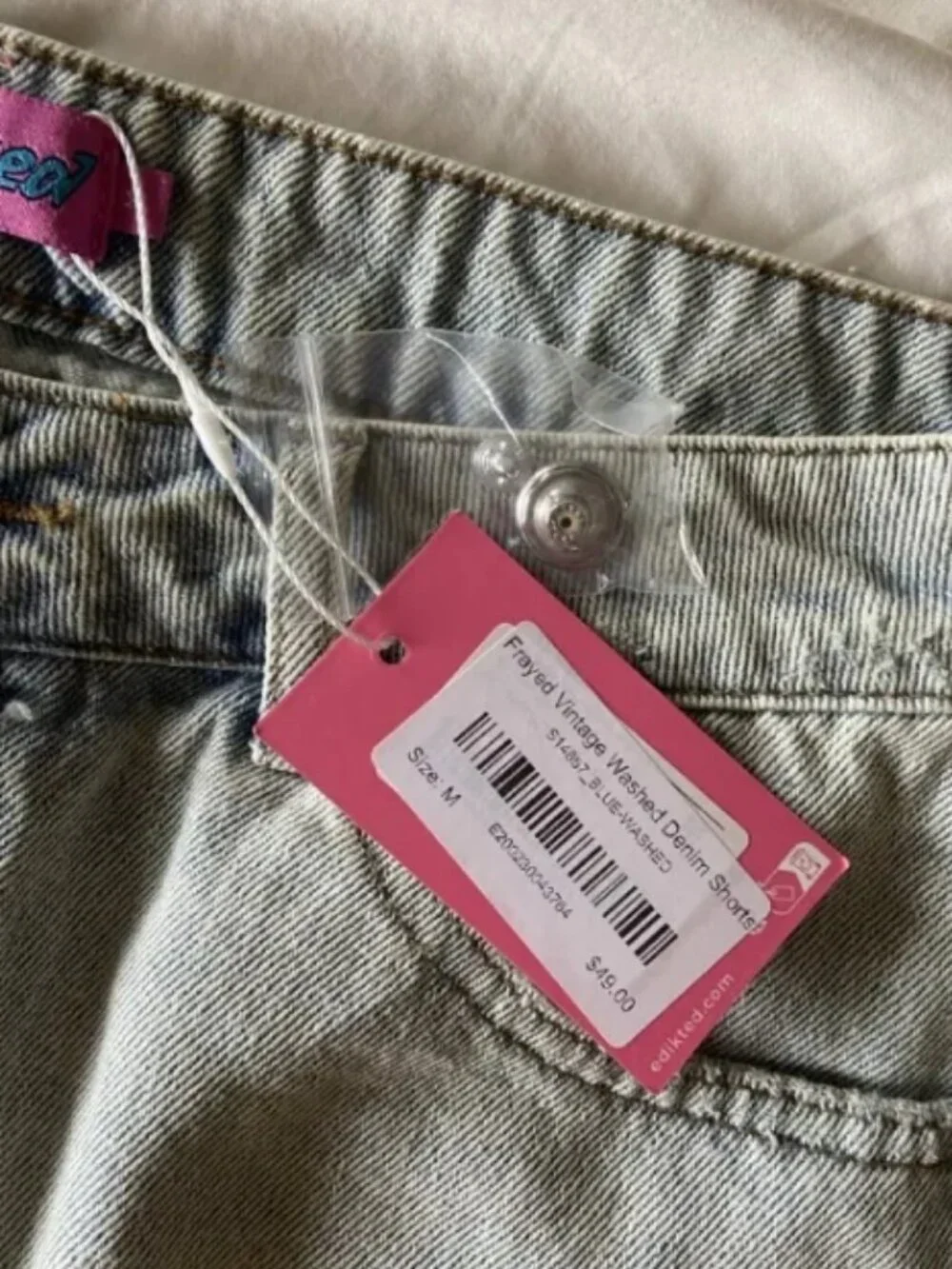 editked frayed vintage washed denim shorts